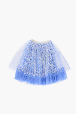 Gonna in Tulle con Ricamo Logo All Over