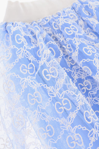 Gonna in Tulle con Ricamo Logo All Over