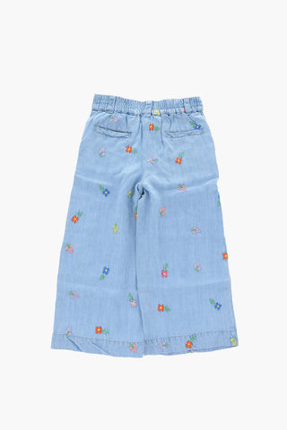 Pantaloni TINY in Denim con Ricamo Fiori