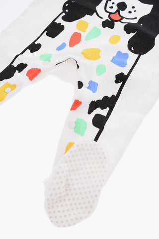 printed romper suit and bib set