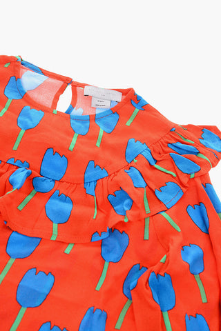 All Over Printed Tulips Frilled Top