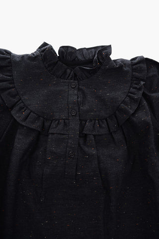 vestito a manica lunga con balze