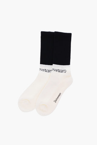 Two-Tone Long Socks with Logo-Embroidery