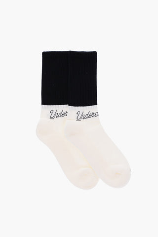Two-Tone Long Socks with Logo-Embroidery