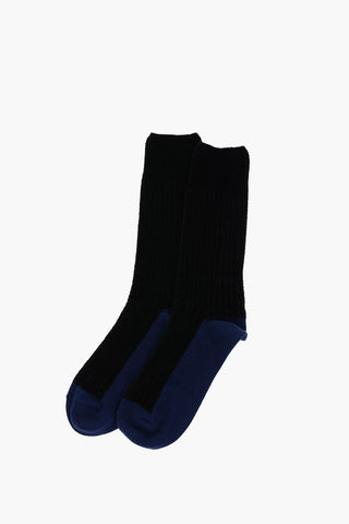 Two-Tone Ribbed Long Socks