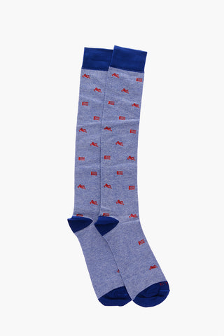 Embroidered Logo Two-Tone Long Socks
