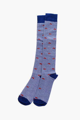 Embroidered Logo Two-Tone Long Socks