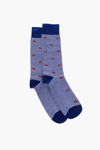 Embroidered Logo Two-Tone Long Socks