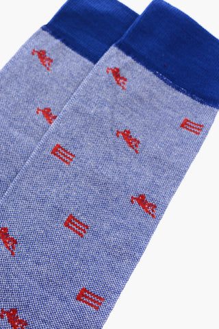 Embroidered Logo Two-Tone Long Socks