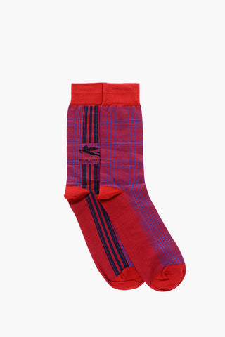 District Check Patterned Long Socks 