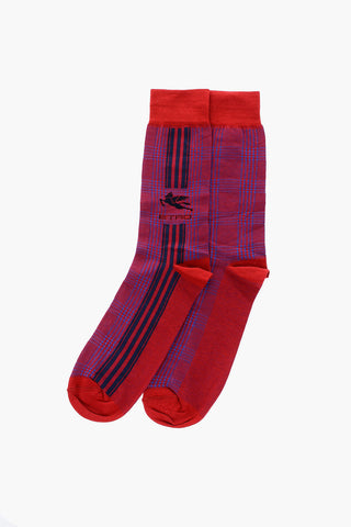 District Check Patterned Long Socks 