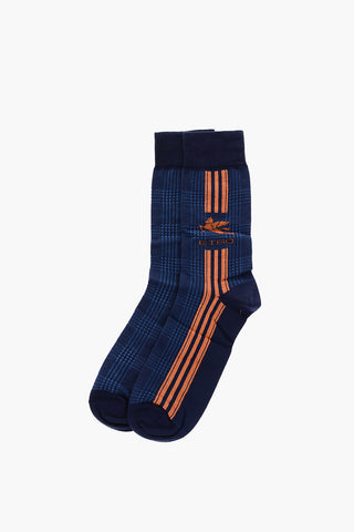District Check Patterned Long Socks