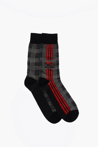 District Check Patterned Long Socks