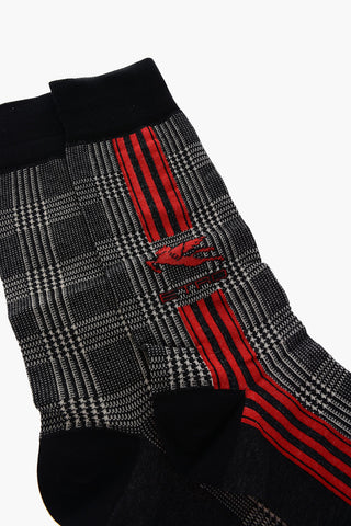 District Check Patterned Long Socks