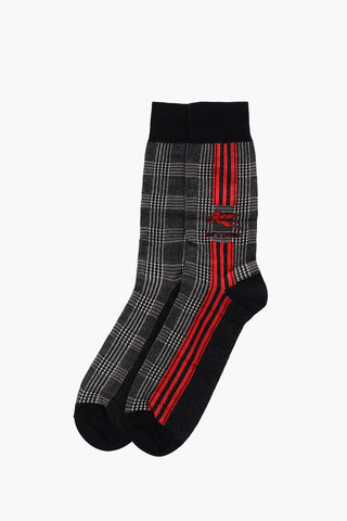 District Check Patterned Long Socks