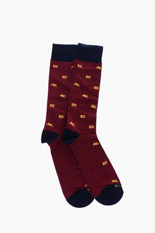 Embroidered Logo Two-Tone Long Socks