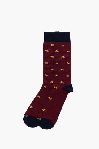 Embroidered Logo Two-Tone Long Socks