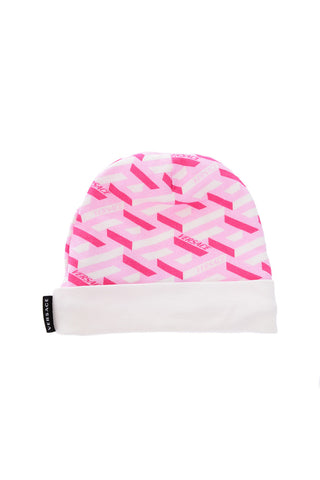 printed romper suit and beanie set