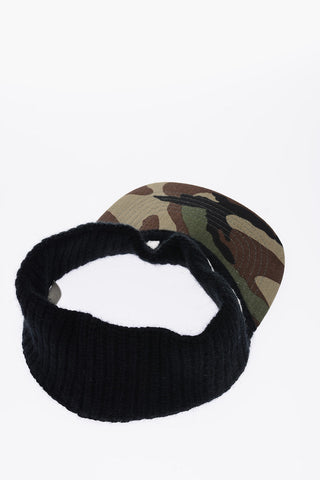 Visiera camouflage con dettaglio in lana