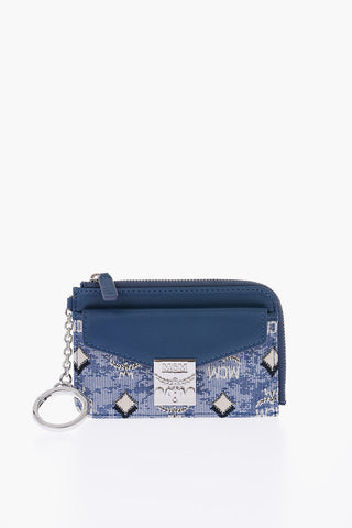 jacquard detail faux leather card holder