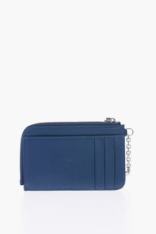 jacquard detail faux leather card holder