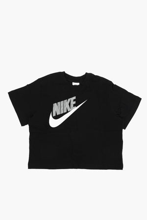 Cropped T-Shirt with Contrast Logo
