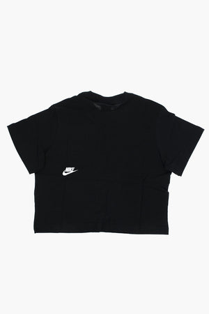 T-shirt Crop con Logo a Contrasto