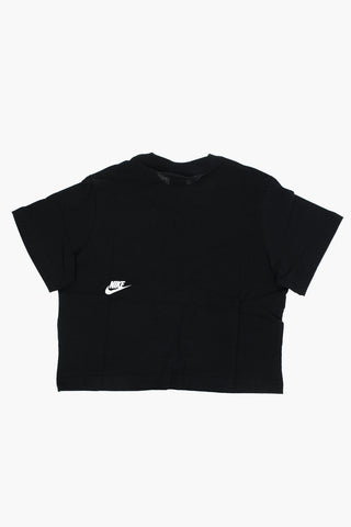 Cropped T-Shirt with Contrast Logo