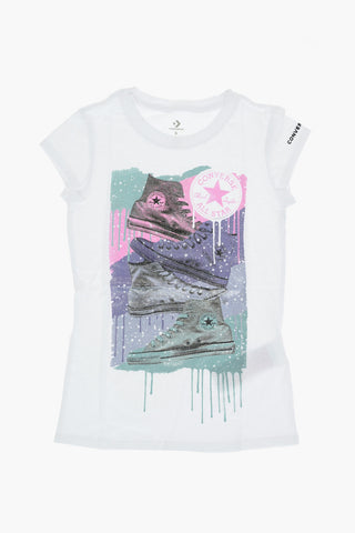 T-shirt Girocollo con Maxi Stampa Glitter