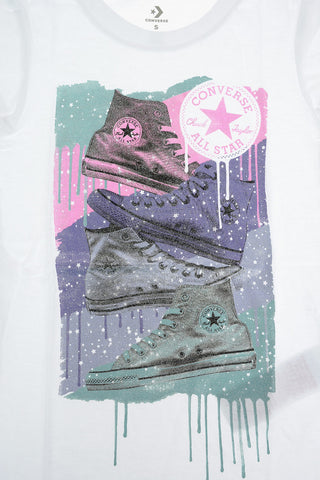 T-shirt Girocollo con Maxi Stampa Glitter