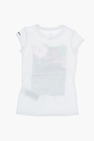 T-shirt Girocollo con Maxi Stampa Glitter