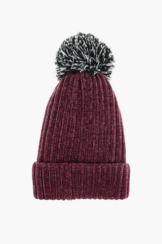 EA7 Velour Beanie Hat with Pom-pon