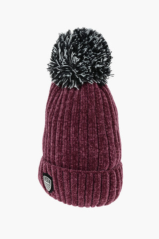 EA7 Velour Beanie Hat with Pom-pon