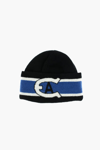 Virgin Wool Beanie Hat with Contrasting bands