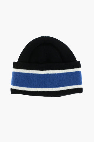 Virgin Wool Beanie Hat with Contrasting bands
