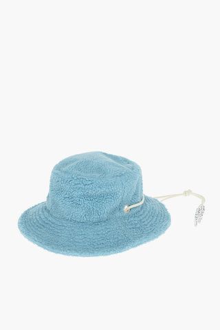 solid color faux fur bucket hat