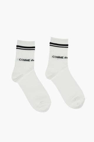 Lettering Logoed Long Socks with Contrasting Bands
