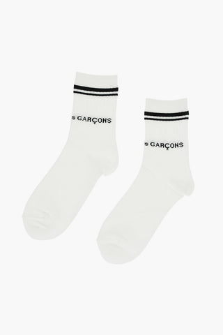 Lettering Logoed Long Socks with Contrasting Bands