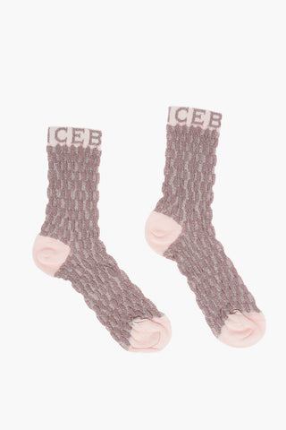 Lurex Long Socks with Lettering Logo