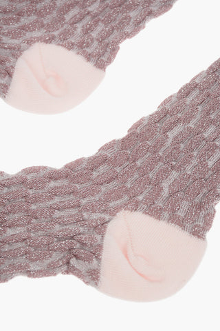 Lurex Long Socks with Lettering Logo