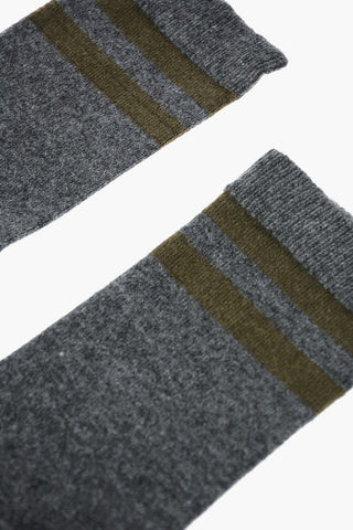 Calzini in cashmere con righe a contrasto
