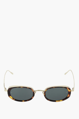 Oval Sunglasses with Leopard Pattern