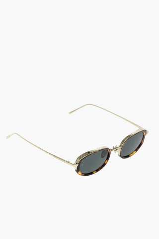 Oval Sunglasses with Leopard Pattern