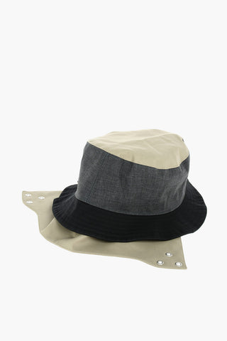 Tricolor Bucket Hat with Wide Brim