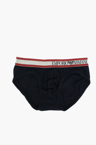 Stretch Cotton Briefs with Logoed Band
