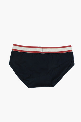 Stretch Cotton Briefs with Logoed Band