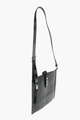 crocodile effect leather ALEXANDIA CROC crossbody bag