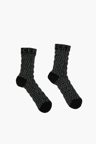 Lurex Long Socks with Lettering Logo