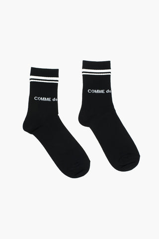 Calzini Lunghi con Logo in Lettering e Bande a Contrasto