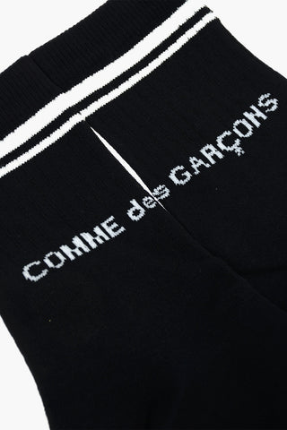 Calzini Lunghi con Logo in Lettering e Bande a Contrasto